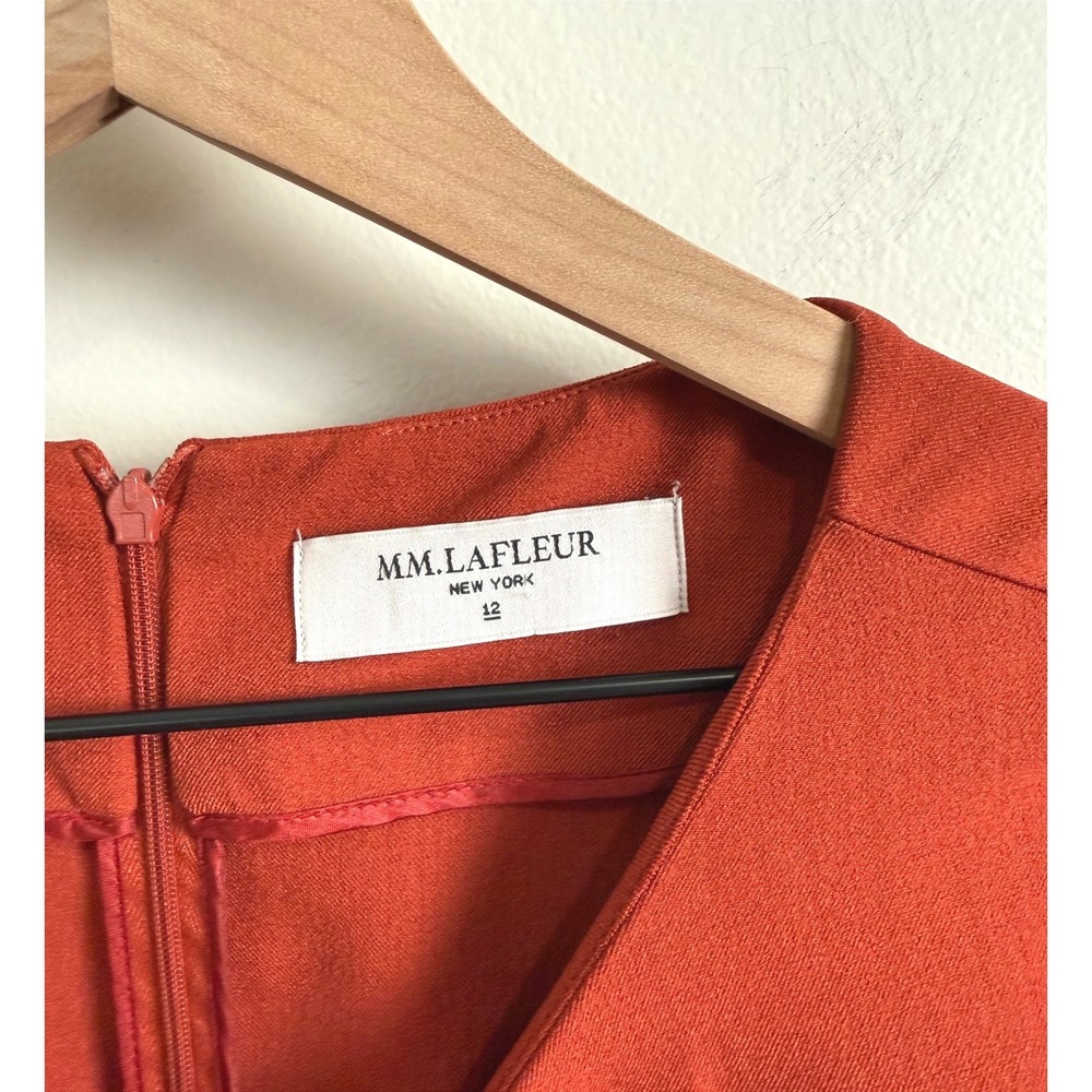 MM.LaFleur Etsuko Dress Rust Orange 3/4 Sleeve Sheath 12 Office Minimalist Work - Picture 3 of 8